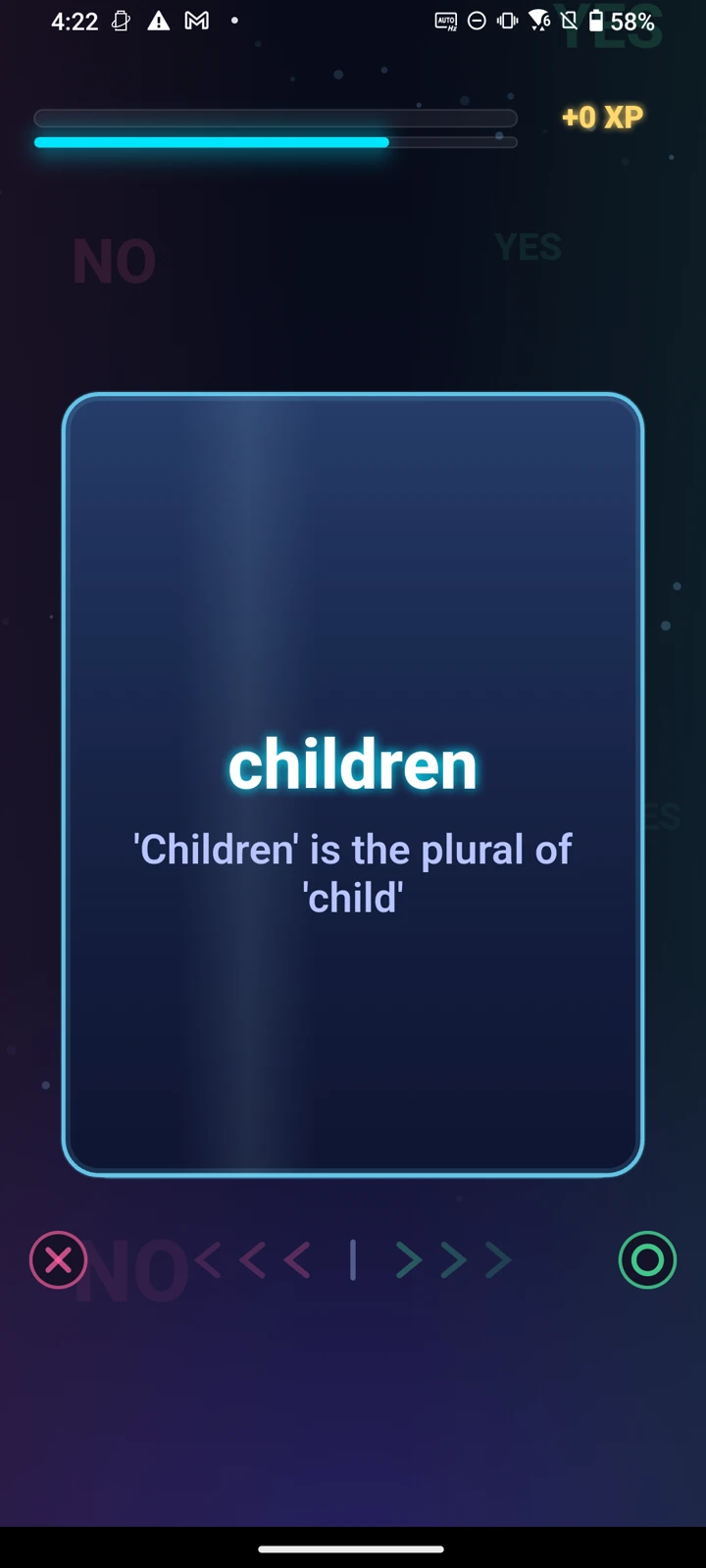 Judge Swipe gameplay: a true-or-false card about knocking before entering a room.